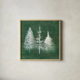 Wooded Winter XII by Beth Grove. Shown in a natural wood glass frame for a timeless modern aesthetic. Available as an archival giclee rolled canvas, fine art paper, or poster print. SKU 88966a.