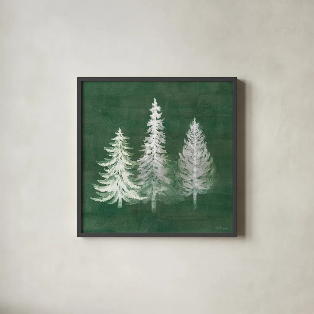 Wooded Winter XIII by Beth Grove. Shown in a sleek black glass frame for a contemporary gallery look. Available as an archival giclee rolled canvas, fine art paper, or poster print. SKU 88967a.