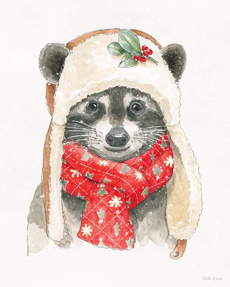 Woodland Animals III White Snowflakes by Beth Grove