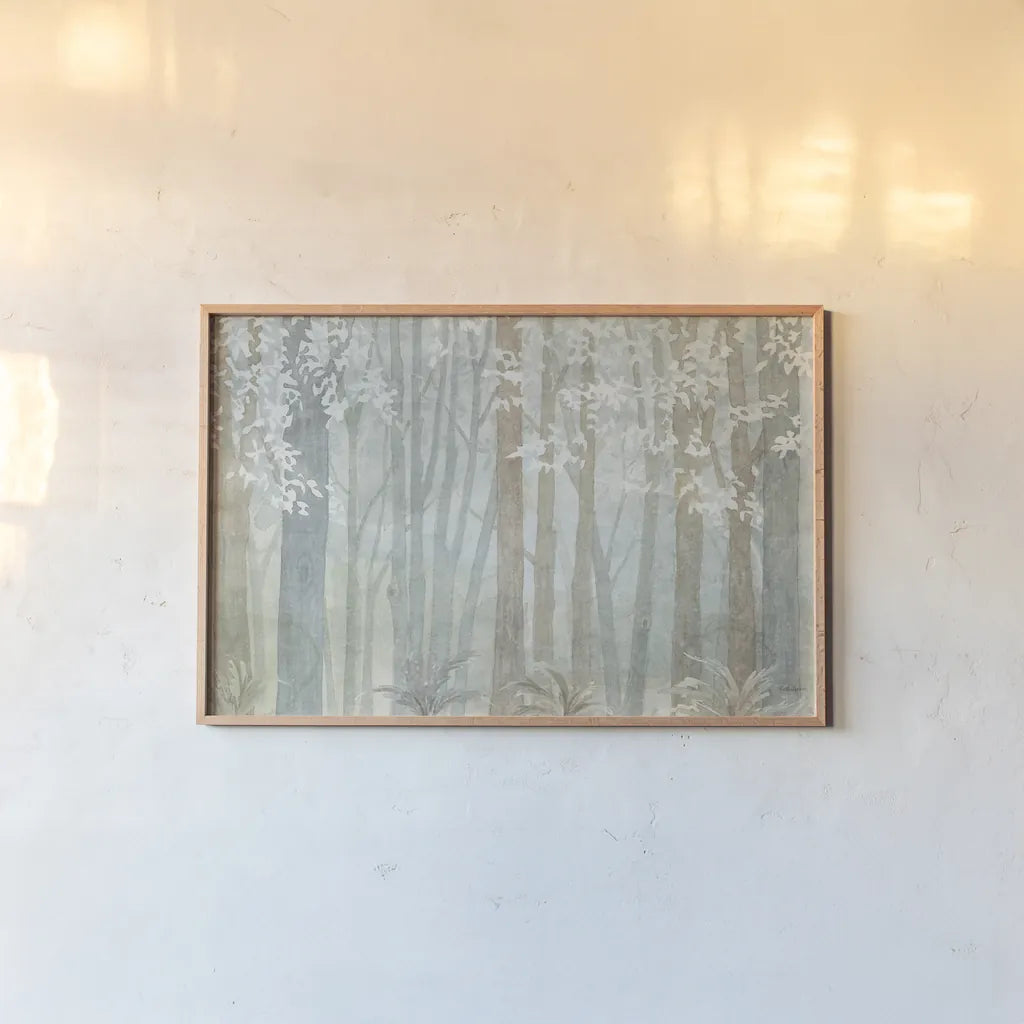 Woodland Love I by Beth Grove. shown as a paper print in a natural frame. Available as a archival giclee rolled canvas, fine art paper, or poster print. SKU 78987i.