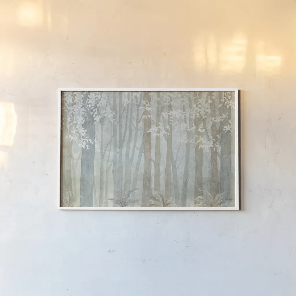 Woodland Love I by Beth Grove. shown as a paper print in a white frame. Available as a archival giclee rolled canvas, fine art paper, or poster print. SKU 78987i.