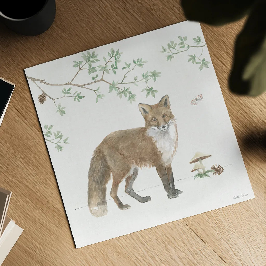 Woodland Love II by Beth Grove. Shown as a detailed flat fine art print, highlighting archival giclee quality. Available as an archival giclee rolled canvas, fine art paper, or poster print. SKU 78988a.