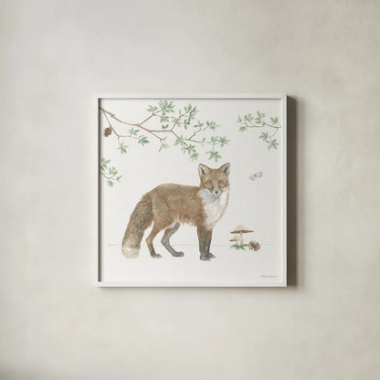 Woodland Love II by Beth Grove. Shown in a crisp white glass frame for a clean and minimalist style. Available as an archival giclee rolled canvas, fine art paper, or poster print. SKU 78988a.