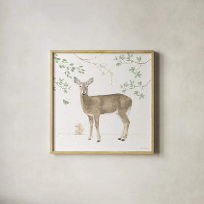 Woodland Love V by Beth Grove. Shown in a natural wood glass frame for a timeless modern aesthetic. Available as an archival giclee rolled canvas, fine art paper, or poster print. SKU 78991a.