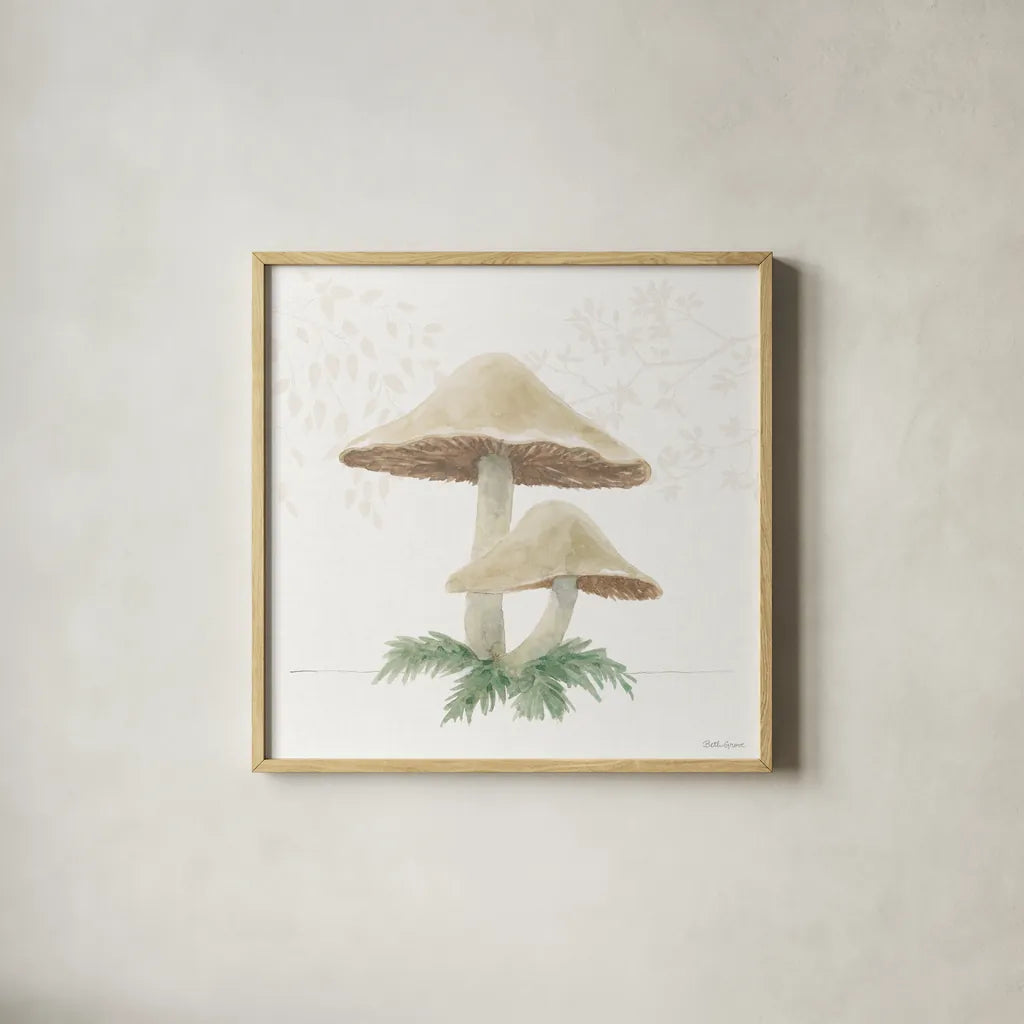 Woodland Love VI by Beth Grove. Shown in a natural wood glass frame for a timeless modern aesthetic. Available as an archival giclee rolled canvas, fine art paper, or poster print. SKU 78992a.