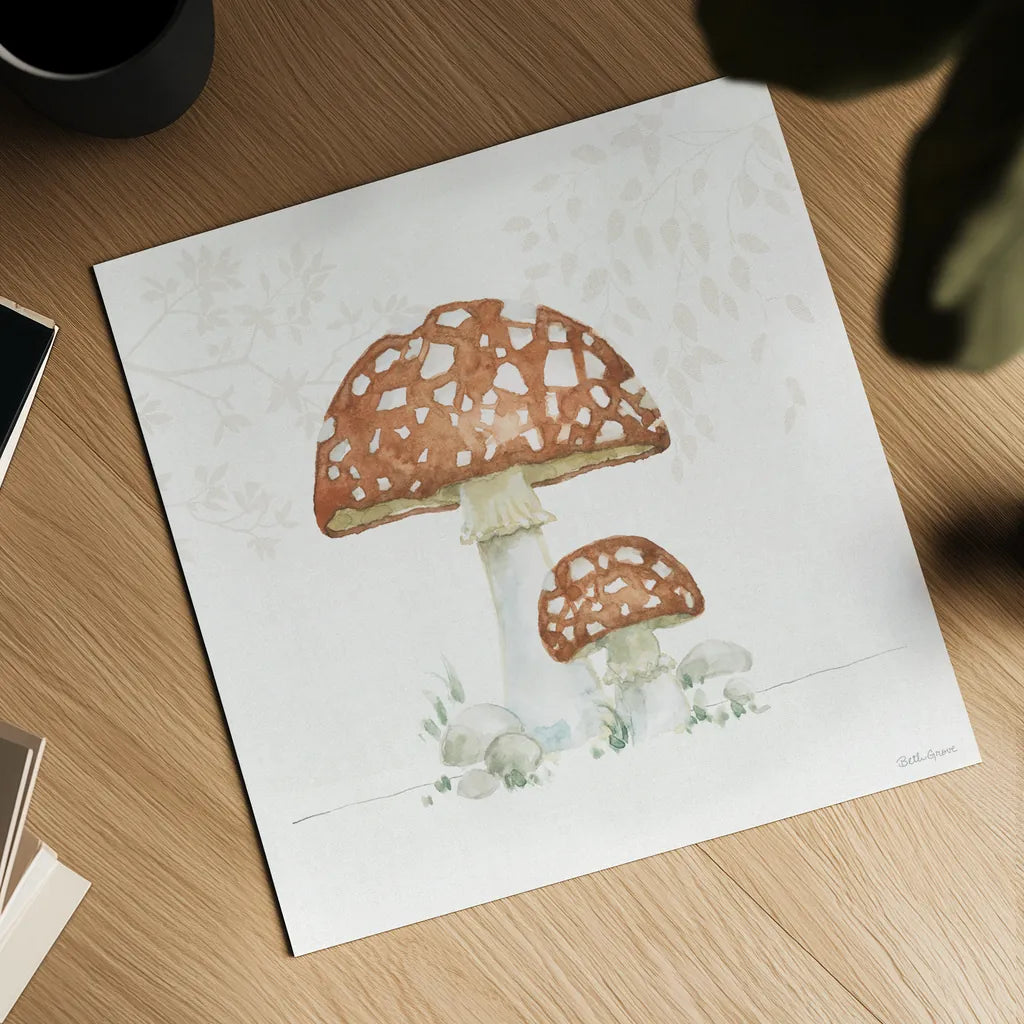 Woodland Love VII by Beth Grove. Shown as a detailed flat fine art print, highlighting archival giclee quality. Available as an archival giclee rolled canvas, fine art paper, or poster print. SKU 78993a.