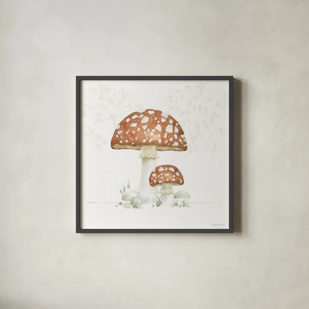 Woodland Love VII by Beth Grove. Shown in a sleek black glass frame for a contemporary gallery look. Available as an archival giclee rolled canvas, fine art paper, or poster print. SKU 78993a.