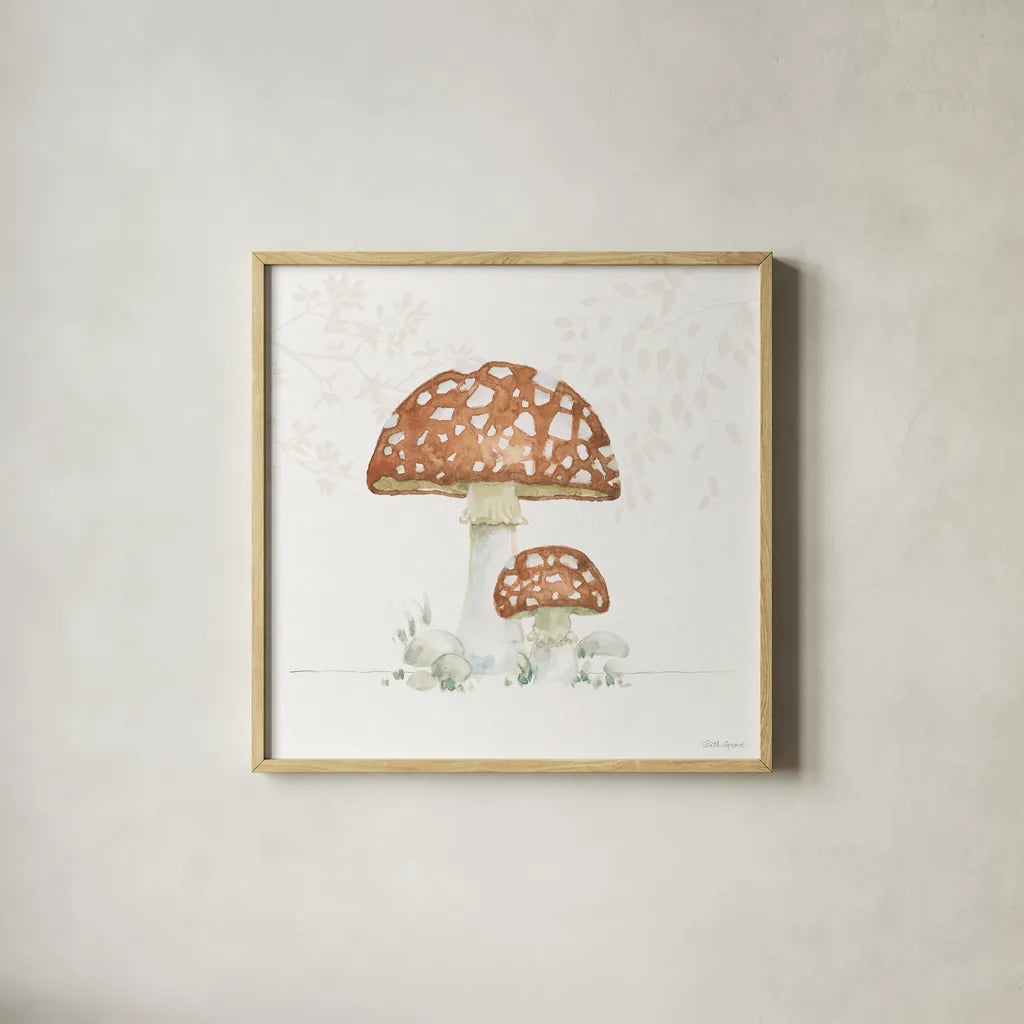 Woodland Love VII by Beth Grove. Shown in a natural wood glass frame for a timeless modern aesthetic. Available as an archival giclee rolled canvas, fine art paper, or poster print. SKU 78993a.