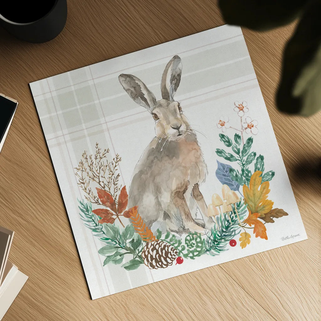 Woodland Wander I by Beth Grove. Shown as a detailed flat fine art print, highlighting archival giclee quality. Available as an archival giclee rolled canvas, fine art paper, or poster print. SKU 96345a.