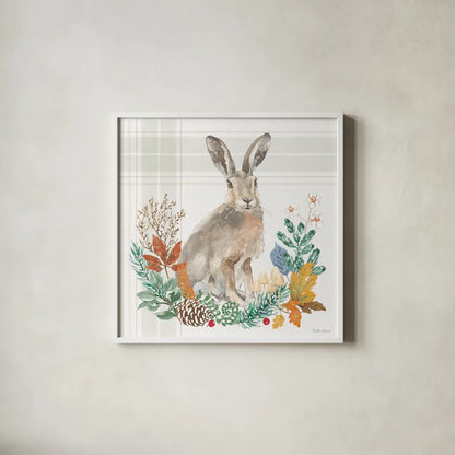 Woodland Wander I by Beth Grove. Shown in a crisp white glass frame for a clean and minimalist style. Available as an archival giclee rolled canvas, fine art paper, or poster print. SKU 96345a.