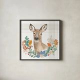 Woodland Wander II by Beth Grove. Shown in a sleek black glass frame for a contemporary gallery look. Available as an archival giclee rolled canvas, fine art paper, or poster print. SKU 96346a.