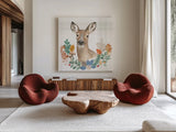 Woodland Wander II by Beth Grove. Shown as extra-large giant wall art in a modern living room. Available as an archival giclee rolled canvas, fine art paper, or poster print. SKU 96346a.