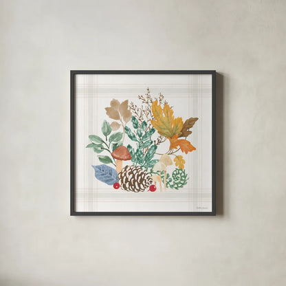 Woodland Wander V by Beth Grove. Shown in a sleek black glass frame for a contemporary gallery look. Available as an archival giclee rolled canvas, fine art paper, or poster print. SKU 96349a.