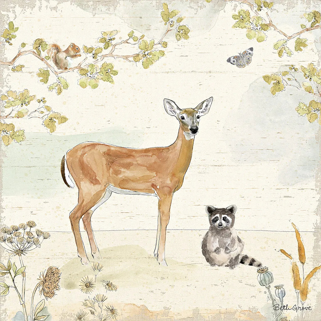 Woodland Wreath II by Beth Grove. SKU 43912a. Archival Giclee Fine art print for wall decor.