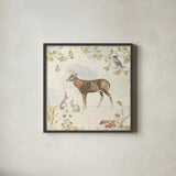 Woodland Wreath III by Beth Grove. Shown in a sleek black glass frame for a contemporary gallery look. Available as an archival giclee rolled canvas, fine art paper, or poster print. SKU 43913a.