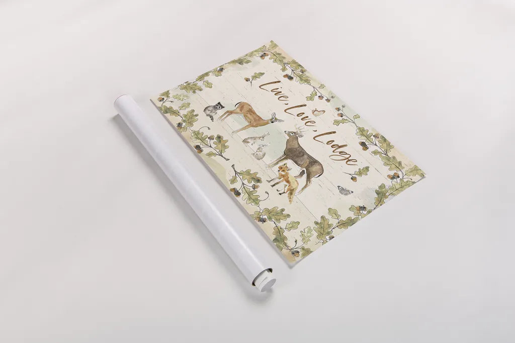 Woodland Wreath IV by Beth Grove. shown as a rolled paper print. Available as archival giclee rolled canvas, fine art paper, or poster print. SKU 43914i.