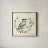 Woodland Wreath IX by Beth Grove. Shown in a natural wood glass frame for a timeless modern aesthetic. Available as an archival giclee rolled canvas, fine art paper, or poster print. SKU 43919a.