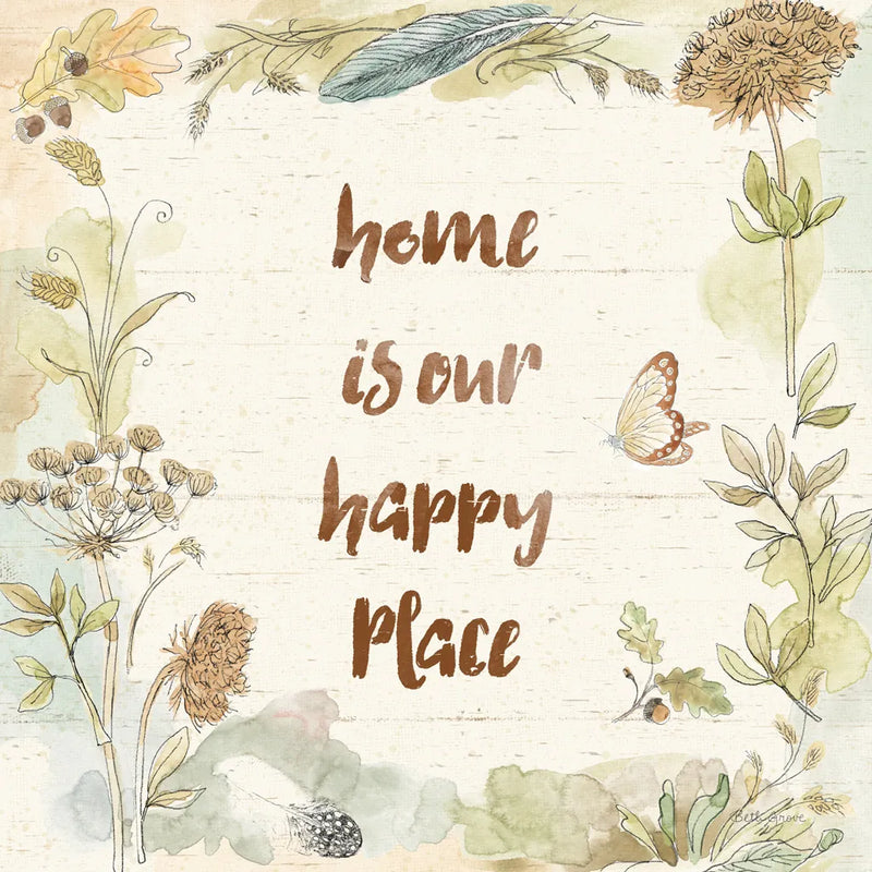 Woodland Wreath V Happy by Beth Grove. SKU 46554a. Archival Giclee Fine art print for wall decor.
