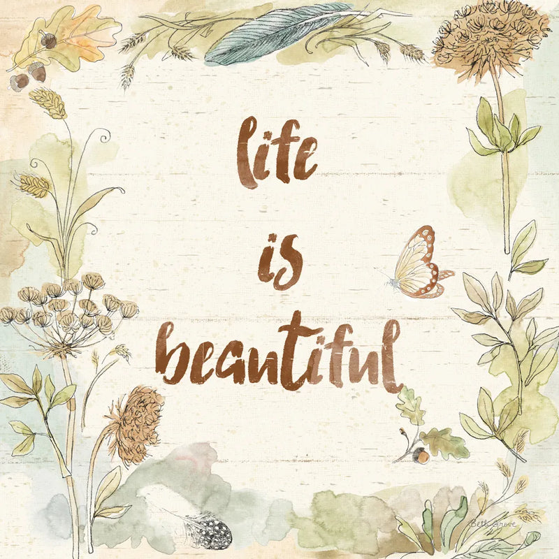Woodland Wreath V Life by Beth Grove. SKU 46478a. Archival Giclee Fine art print for wall decor.