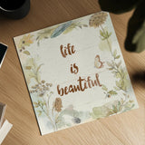Woodland Wreath V Life by Beth Grove. Shown as a detailed flat fine art print, highlighting archival giclee quality. Available as an archival giclee rolled canvas, fine art paper, or poster print. SKU 46478a.