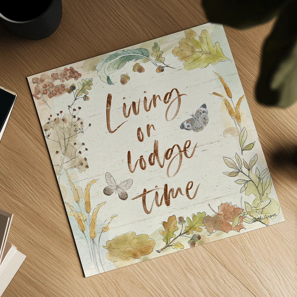 Woodland Wreath VI by Beth Grove. Shown as a detailed flat fine art print, highlighting archival giclee quality. Available as an archival giclee rolled canvas, fine art paper, or poster print. SKU 43916a.