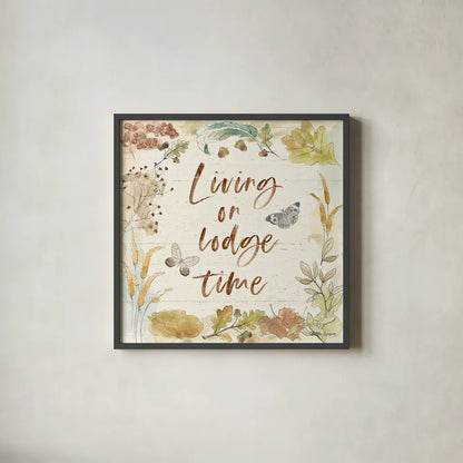 Woodland Wreath VI by Beth Grove. Shown in a sleek black glass frame for a contemporary gallery look. Available as an archival giclee rolled canvas, fine art paper, or poster print. SKU 43916a.