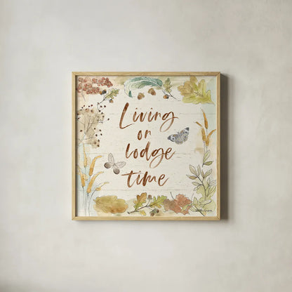 Woodland Wreath VI by Beth Grove. Shown in a natural wood glass frame for a timeless modern aesthetic. Available as an archival giclee rolled canvas, fine art paper, or poster print. SKU 43916a.