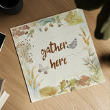 Woodland Wreath VI Gather by Beth Grove. Shown as a detailed flat fine art print, highlighting archival giclee quality. Available as an archival giclee rolled canvas, fine art paper, or poster print. SKU 46555a.