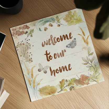 Woodland Wreath VI Home by Beth Grove. Shown as a detailed flat fine art print, highlighting archival giclee quality. Available as an archival giclee rolled canvas, fine art paper, or poster print. SKU 46479a.