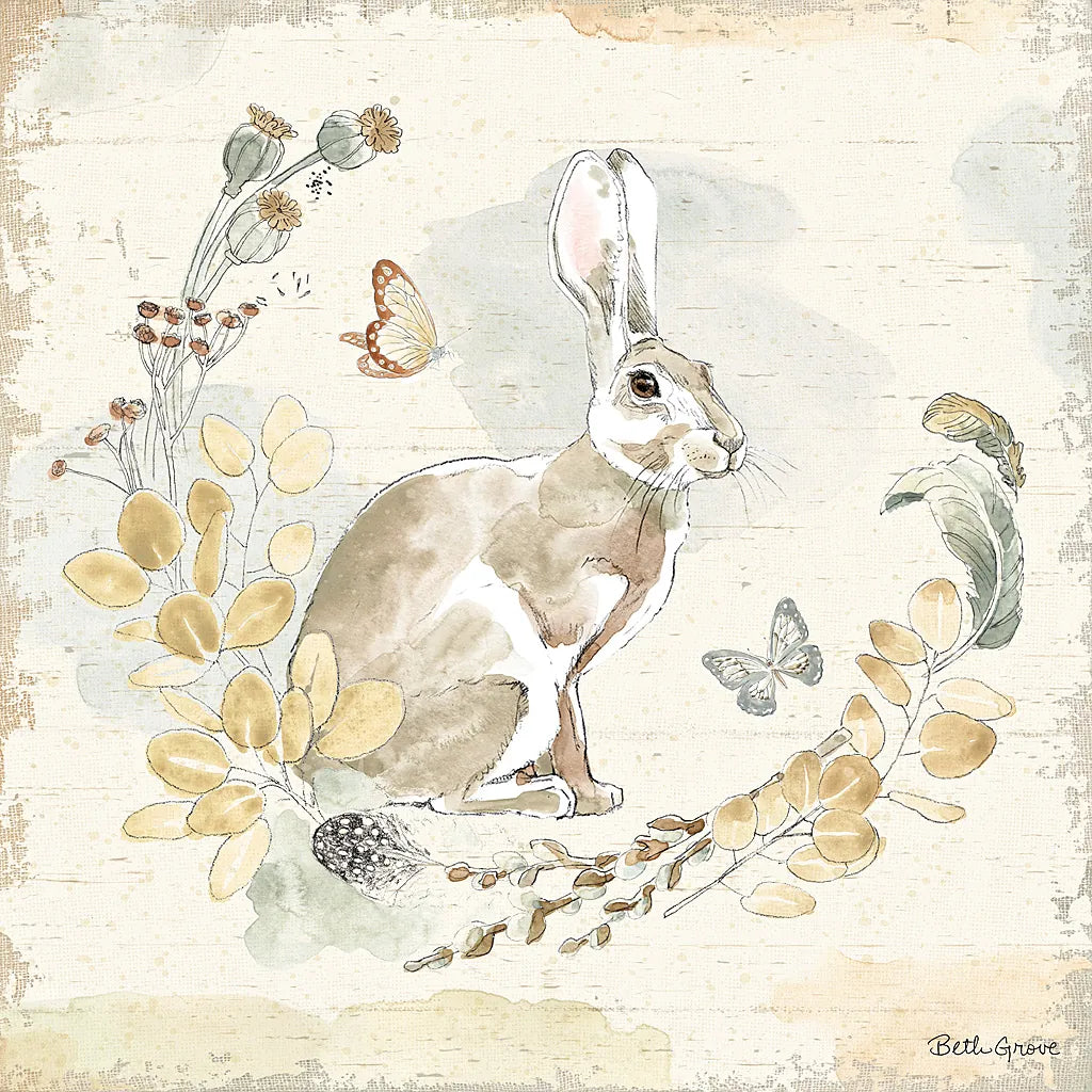 Woodland Wreath X by Beth Grove. SKU 43920a. Archival Giclee Fine art print for wall decor.