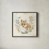 Woodland Wreath XI by Beth Grove. Shown in a sleek black glass frame for a contemporary gallery look. Available as an archival giclee rolled canvas, fine art paper, or poster print. SKU 89346a.