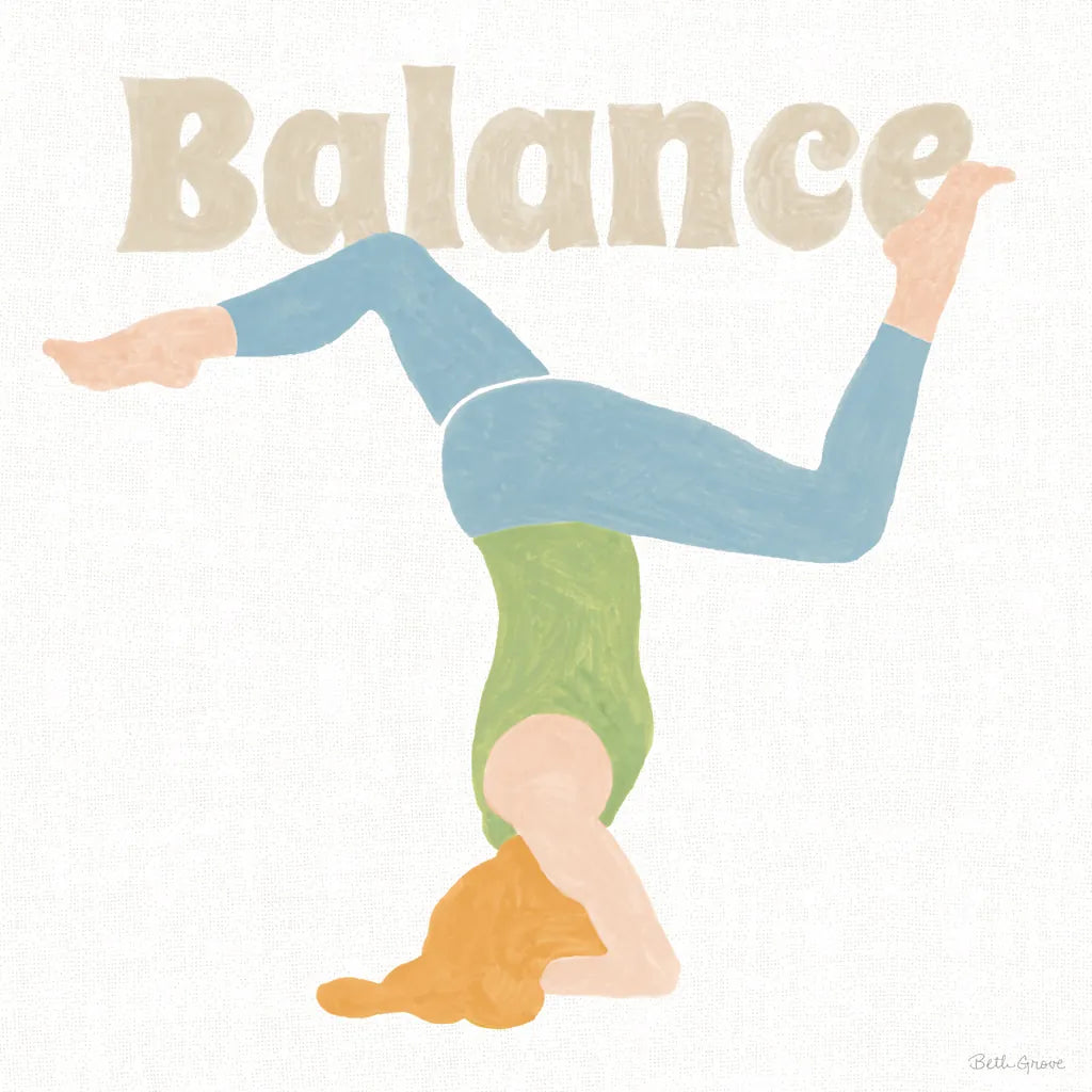 Yoga Sesh I by Beth Grove. SKU 86992a. Archival Giclee Fine art print for wall decor.