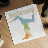 Yoga Sesh I by Beth Grove. Shown as a detailed flat fine art print, highlighting archival giclee quality. Available as an archival giclee rolled canvas, fine art paper, or poster print. SKU 86992a.