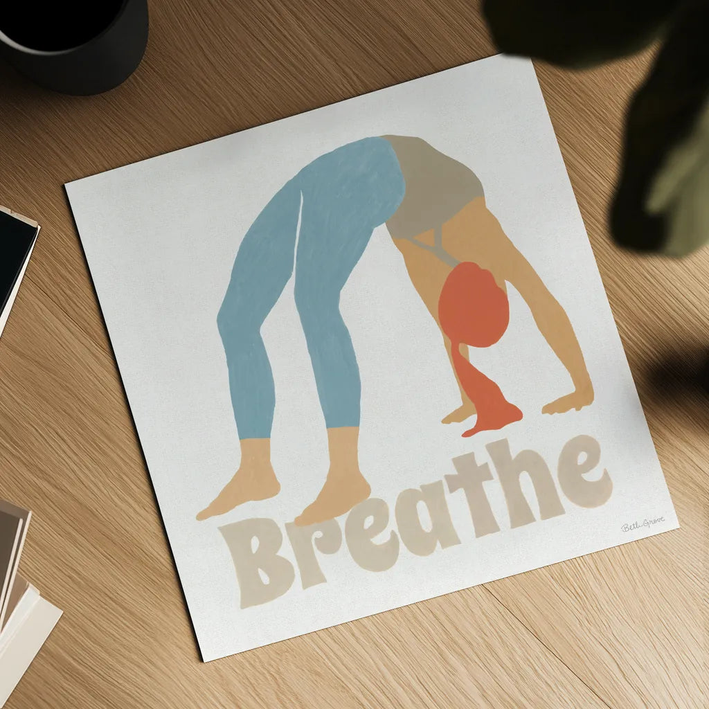 Yoga Sesh II by Beth Grove. Shown as a detailed flat fine art print, highlighting archival giclee quality. Available as an archival giclee rolled canvas, fine art paper, or poster print. SKU 86993a.