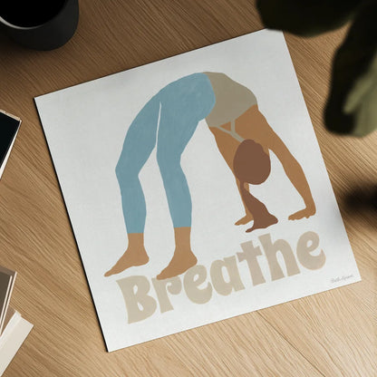 Yoga Sesh II v2 by Beth Grove. Shown as a detailed flat fine art print, highlighting archival giclee quality. Available as an archival giclee rolled canvas, fine art paper, or poster print. SKU 86994a.
