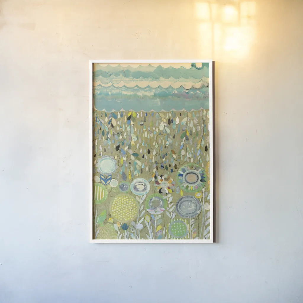 After the Rain by Candra Boggs. shown as a paper print in a white frame. Available as a archival giclee rolled canvas, fine art paper, or poster print. SKU 22718h.