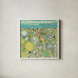 After the Rain Square by Candra Boggs. Shown in a crisp white glass frame for a clean and minimalist style. Available as an archival giclee rolled canvas, fine art paper, or poster print. SKU 22718a.