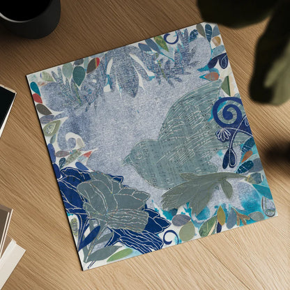 Bird in the Garden by Candra Boggs. Shown as a detailed flat fine art print, highlighting archival giclee quality. Available as an archival giclee rolled canvas, fine art paper, or poster print. SKU 19588a.