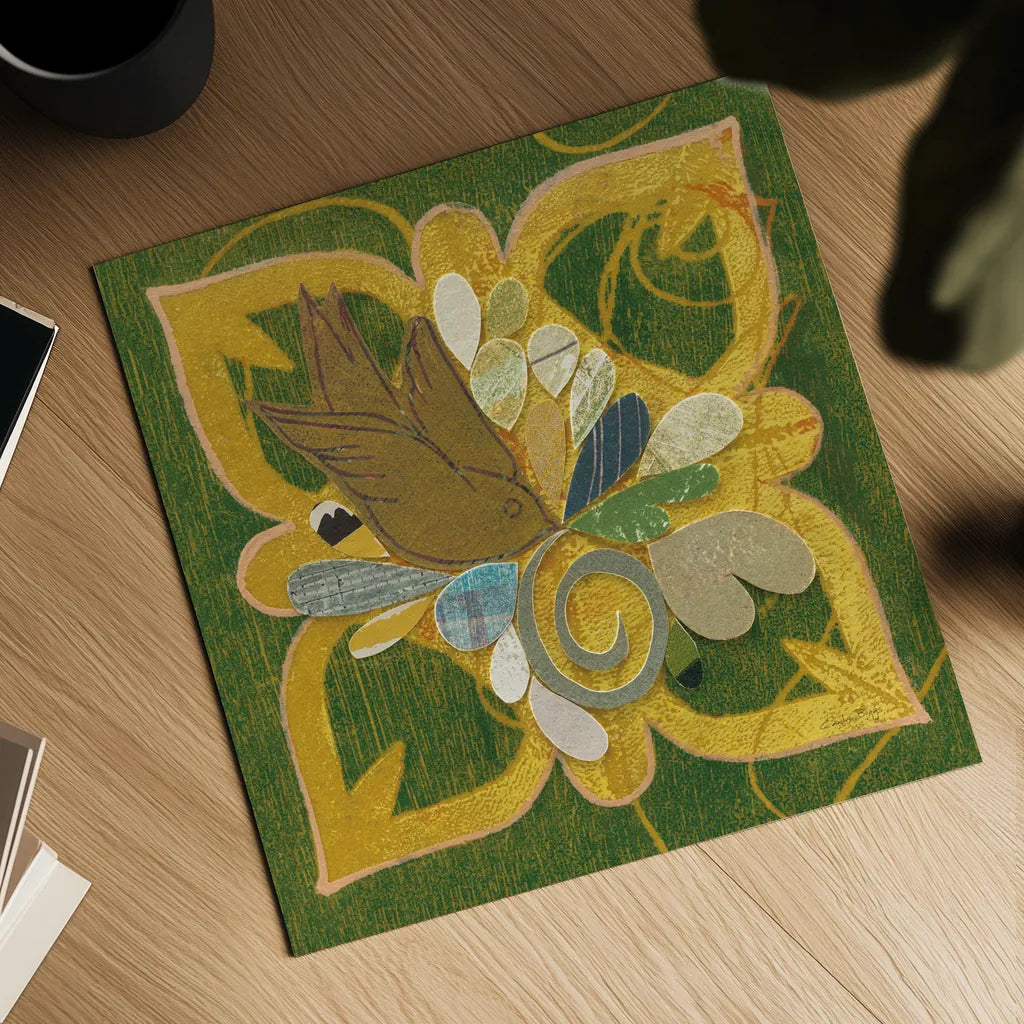 Birds in Spring I by Candra Boggs. Shown as a detailed flat fine art print, highlighting archival giclee quality. Available as an archival giclee rolled canvas, fine art paper, or poster print. SKU 20438a.