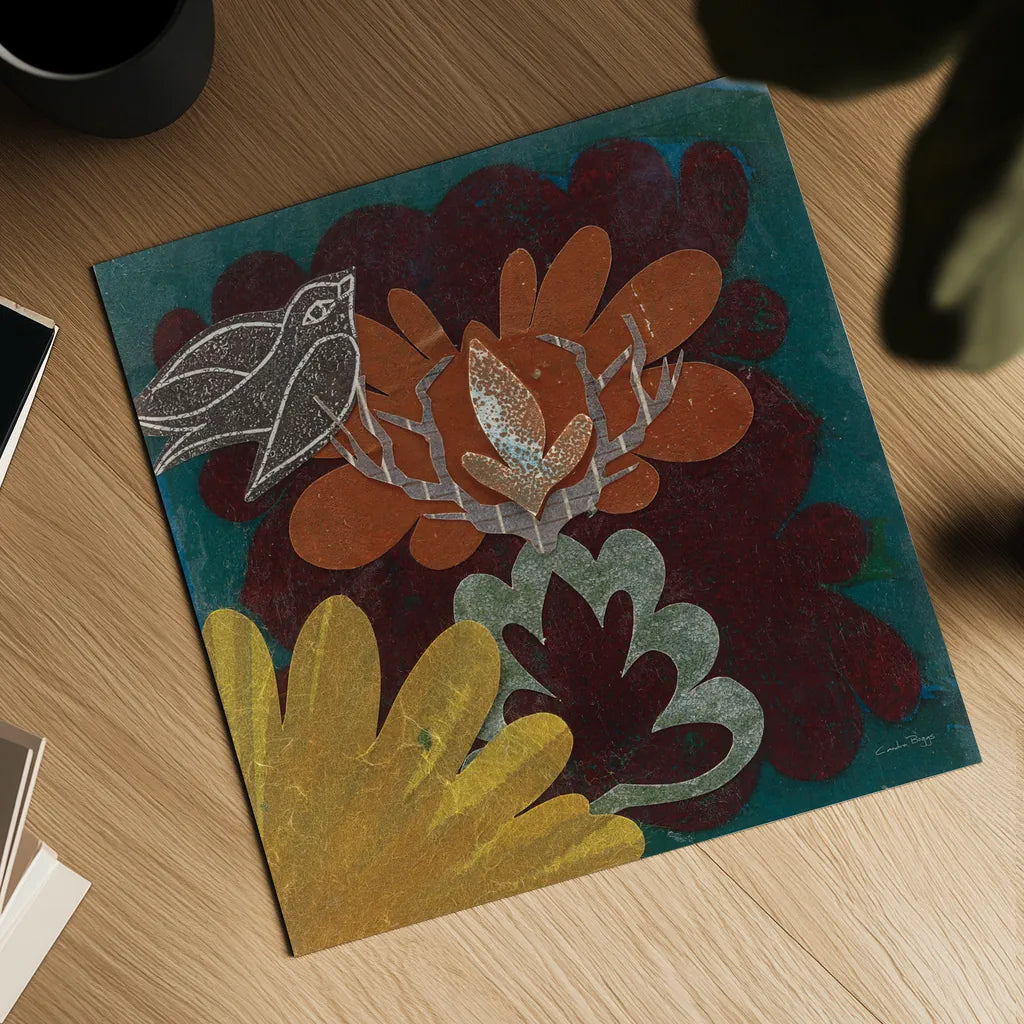 Birds in Spring II by Candra Boggs. Shown as a detailed flat fine art print, highlighting archival giclee quality. Available as an archival giclee rolled canvas, fine art paper, or poster print. SKU 20439a.