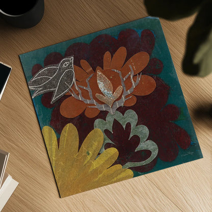 Birds in Spring II by Candra Boggs. Shown as a detailed flat fine art print, highlighting archival giclee quality. Available as an archival giclee rolled canvas, fine art paper, or poster print. SKU 20439a.