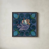 Birds in Spring III by Candra Boggs. Shown in a sleek black glass frame for a contemporary gallery look. Available as an archival giclee rolled canvas, fine art paper, or poster print. SKU 20426a.