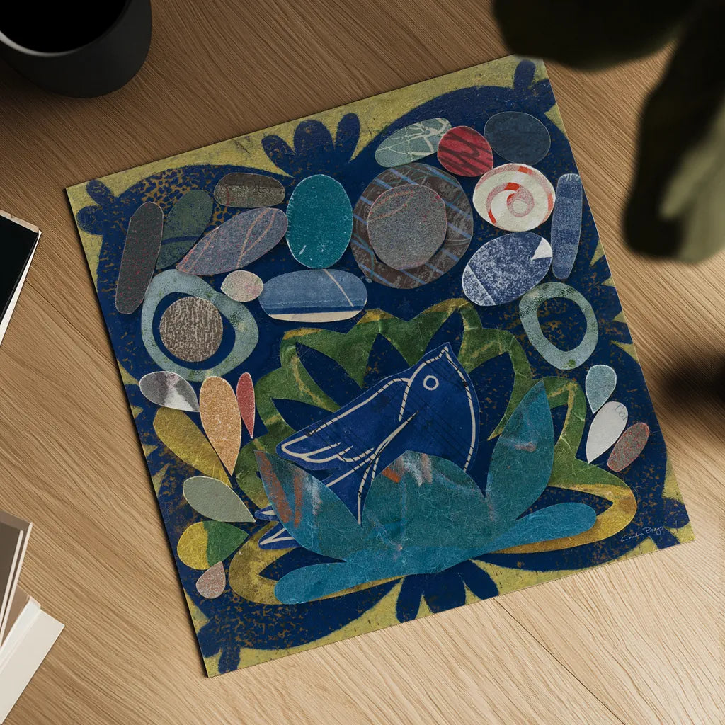 Birds in Spring IV by Candra Boggs. Shown as a detailed flat fine art print, highlighting archival giclee quality. Available as an archival giclee rolled canvas, fine art paper, or poster print. SKU 20427a.