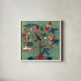 Birds in a Tree by Candra Boggs. Shown in a crisp white glass frame for a clean and minimalist style. Available as an archival giclee rolled canvas, fine art paper, or poster print. SKU 19583a.