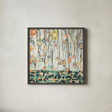 Blooming Meadow by Candra Boggs. Shown in a sleek black glass frame for a contemporary gallery look. Available as an archival giclee rolled canvas, fine art paper, or poster print. SKU 7761a.