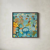 Converse Bird Square I by Candra Boggs. Shown in a sleek black glass frame for a contemporary gallery look. Available as an archival giclee rolled canvas, fine art paper, or poster print. SKU 32142a.
