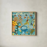 Converse Bird Square I by Candra Boggs. Shown in a natural wood glass frame for a timeless modern aesthetic. Available as an archival giclee rolled canvas, fine art paper, or poster print. SKU 32142a.