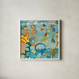 Converse Bird Square I by Candra Boggs. Shown in a crisp white glass frame for a clean and minimalist style. Available as an archival giclee rolled canvas, fine art paper, or poster print. SKU 32142a.