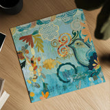Converse Bird Square II by Candra Boggs. Shown as a detailed flat fine art print, highlighting archival giclee quality. Available as an archival giclee rolled canvas, fine art paper, or poster print. SKU 32143a.