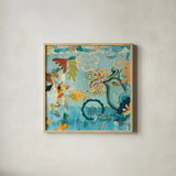 Converse Bird Square II by Candra Boggs. Shown in a natural wood glass frame for a timeless modern aesthetic. Available as an archival giclee rolled canvas, fine art paper, or poster print. SKU 32143a.